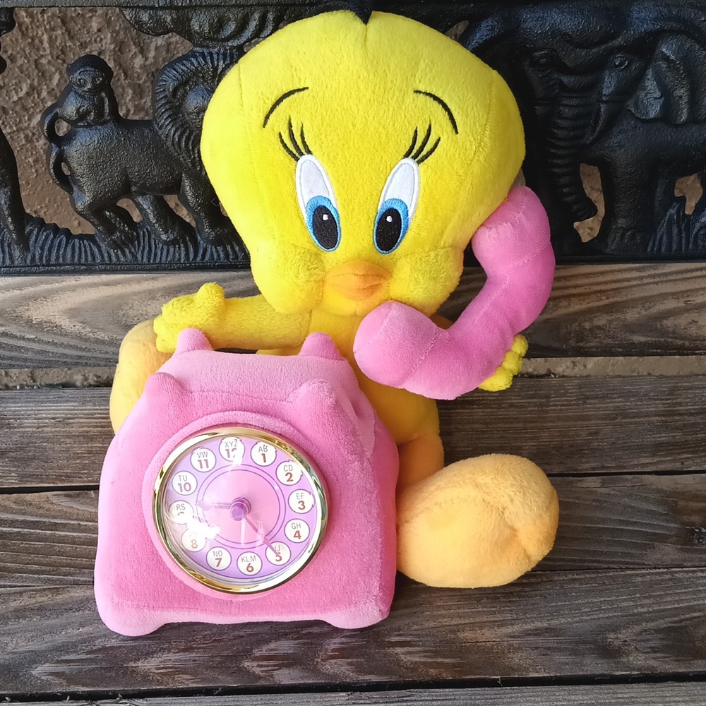 Plush Tweety Bird novelty Telephone clock Warner Bros Store 2000